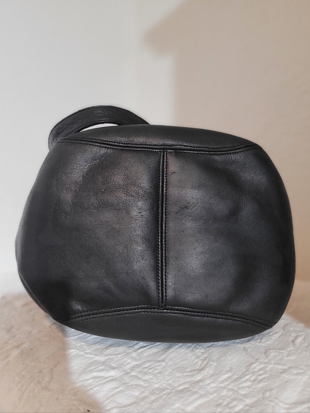Vintage Coach Black Leather Large Waverly Tote Buckle Adjustable Double Handle - Picture 6 of 14